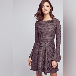 Anthropologie Sunday in Brooklyn Gray Textured Greenpoint Dress SZ Med